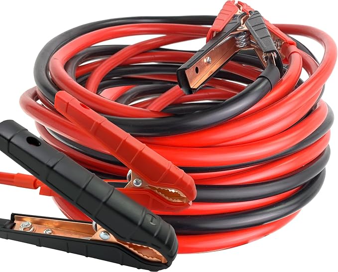 Jumper Cables, 1 Gauge 25FT Heavy Duty Booster Cables for Jump Starting Dead or Weak Batteries, Automotive Booster Cable for Car Van Truck,With Storage Bag & Gloves