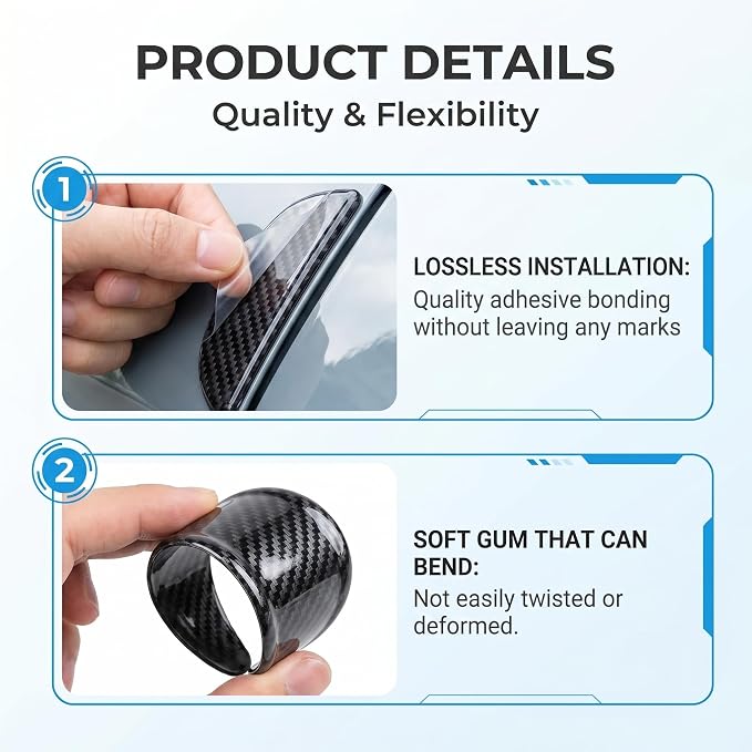 14 PCS Car Door Edge Guards, Carbon Fiber Door Handle Scratch Protector, Anti-collision Decorative Sticker, Universal for Most Cars, Trucks, SUVs (Black)