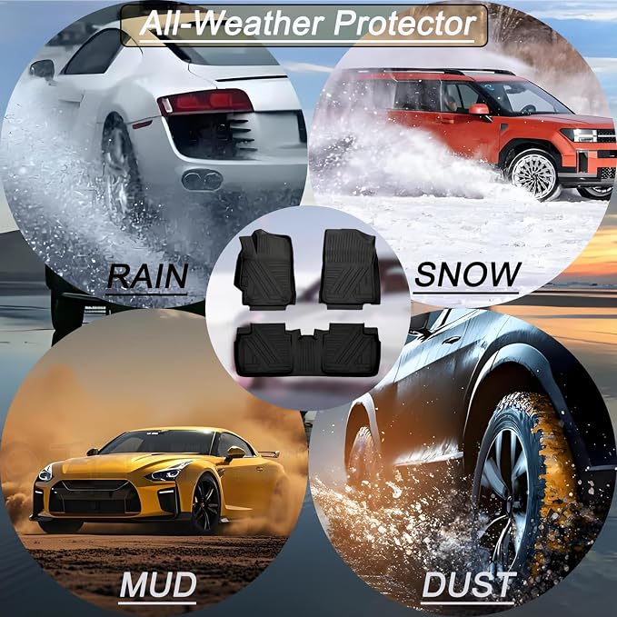 Aiqiying Floor Mats＆Cargo Liners Compatible with Toyota Camry 2012-2017 Modelss，All Weather Waterproof Durable Custom-Fit Trunk Tray Front Rear Rows Full Set Carpet Protection TPE Accessories