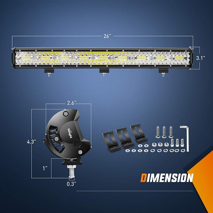 Nilight LED Light Bar 26Inch 540W 50000LM Flood Spot Combo Triple Row Driving Lamp Roof Bumper Off Road LED Work Lights Pods for Van Camper Wagon Car Pickup Golf Cart ATV UTV SUV Truck Boat 4x4