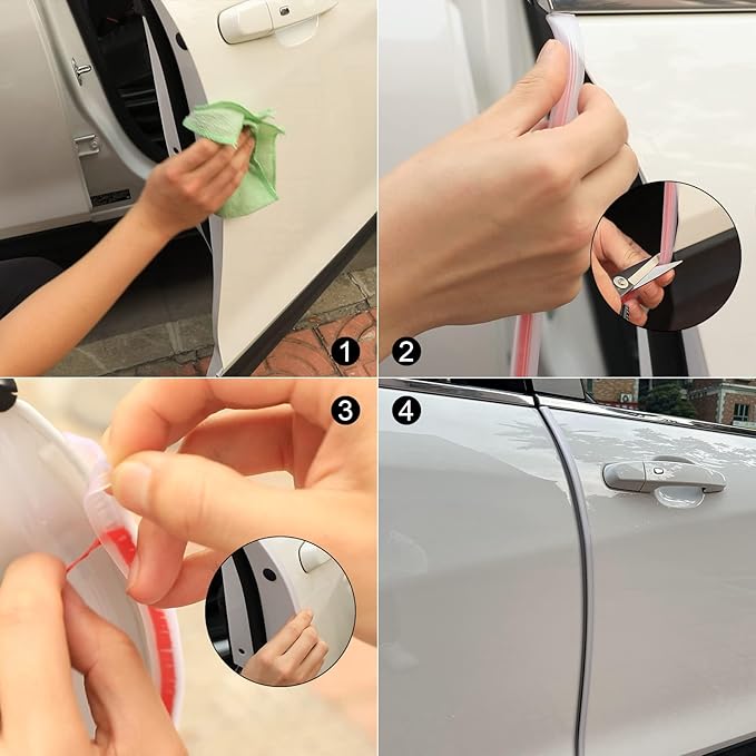 Winunite 65.6ft (20m) Car Door Edge Guards Clear – Self-Adhesive PVC, U-Shaped, Fits Most Vehicles, Scratch- and Chip-Resistant – Reduces Dings in Parking Lots