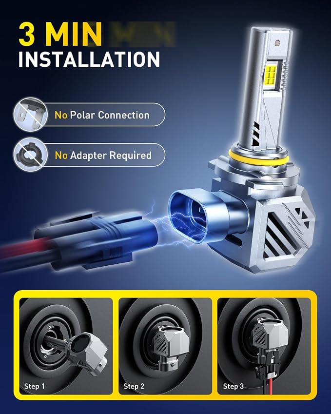 AUXITO 9006/HB4 Bulbs, 900% Brighter Ultra-Bright, Plug N Play, Long Lifespan, No Flicker, 99% Compatibility, 2PCS