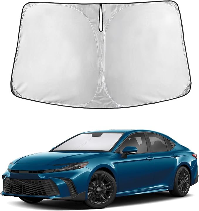 EcoNour Windshield Sunshade Compatible for Toyota Camry 2025 2026, Hybrid, LE, SE, SE Nightshade, XLE, XSE, TRD, Sun Visor for Front Windshield Sun Shade Cover, UV Heat Protector, Car Accessories