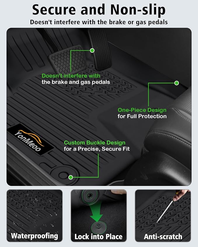 Floor Mats Custom Fit for Nissan Rogue PHEV 2026 7-Seater, All Weather TPE Cargo Liner with Backrest Protector, Full Set Trunk Mat for Rogue PHEV Accessories, Black