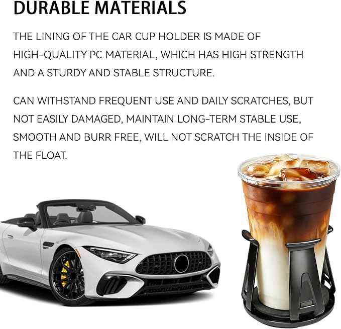 Car Cup Holder Expander, 2PCS Energy Drink Cup Holder Insert for Car, Adjustable Automotive Cupholder Expander Adapter with Adaptive Clamping Arm for Water Bottle Slim Cans Adhesive Storage Rack