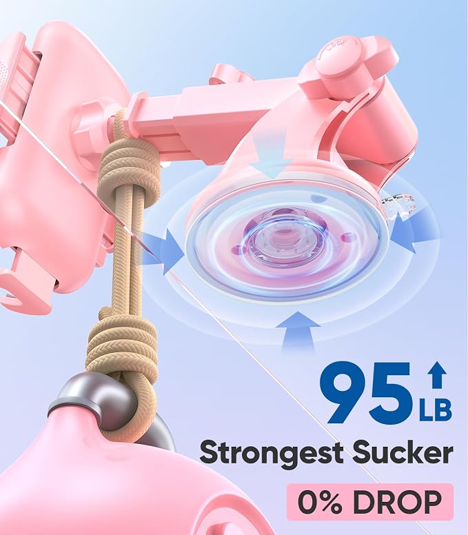 VICSEED Pink Phone Holders for Your Car, [True Military-Grade Shockproof Strongest Suction Power], 3-in-1 Dashboard Windshield Vent, Truck Boat Stand Cell Phone Mount for iPhone Android All Phones