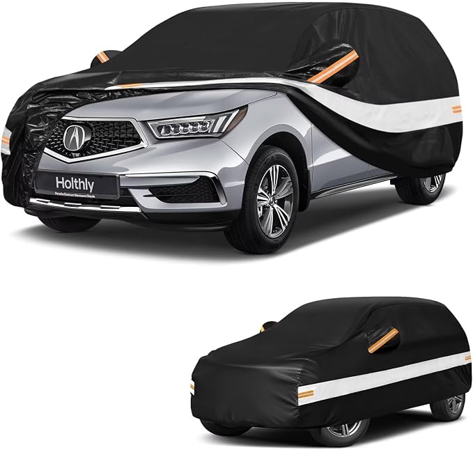 10 Layers SUV Car Cover Custom Fit for Acura MDX (2007-2026), Waterproof All Weather for Automobiles, Outdoor Full Cover Sun Dust Rain Protection with Cotton. Black