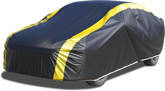 DINGHAO Car Cover Waterproof All Weather with Hot Stitching for Automobiles,6 Layers Outdoor Full Exterior Cover Sun UV Rain Snow Wind Protection Fit for 193"(193 * 73 * 59 inch) Sedan