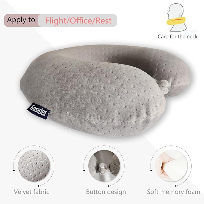 Memory Foam Travel Pillow, Comfortable Travel Neck Pillow U Shape, Support Neck and Head to Relieve Fatigue, Portable Neck Pillow Suitable for Planes, Trains, Self-Driving Cars