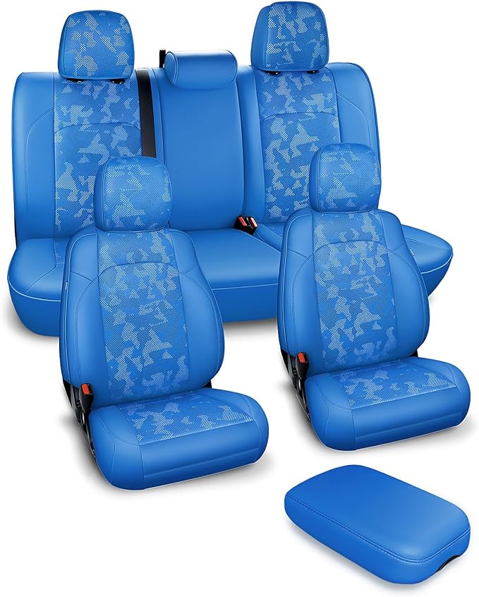 Carlimeki Leather Seat Covers Custom Fit for Tacoma Gen 3rd (2016-2023) | For Double & Crew Cab only - Fits SR, SR5, Limited, TRD Pro, TRD Sport, TRD Off-Road, Trail Special Edition - Fully Covered