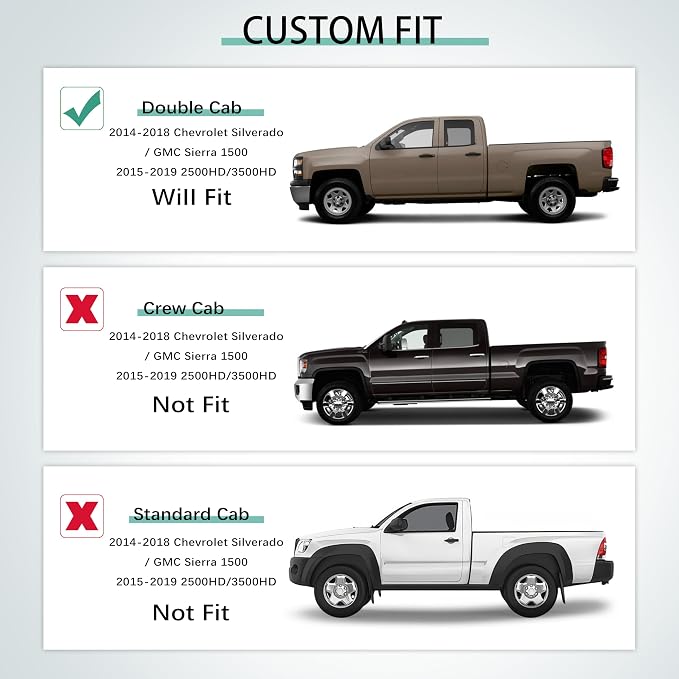 KARPAL Floor Mats for 2014-2019 Chevy Silverado/GMC Sierra 1500(19 LD Only), 2015-2019 Silverado/Sierra 2500/3500 Double Cab, All-Weather TPE Custom Fit Floor Liners Car Accessories