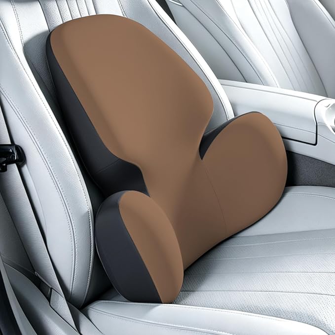 BEBAS Lumbar Support Pillow for Car, Memory Foam Back Cushion for Driving | Ergonomic Wing Wrapping, Back Pain Relief, Breathable Removable Cover, Softness, Universal Fit Car Seat, Office Chair