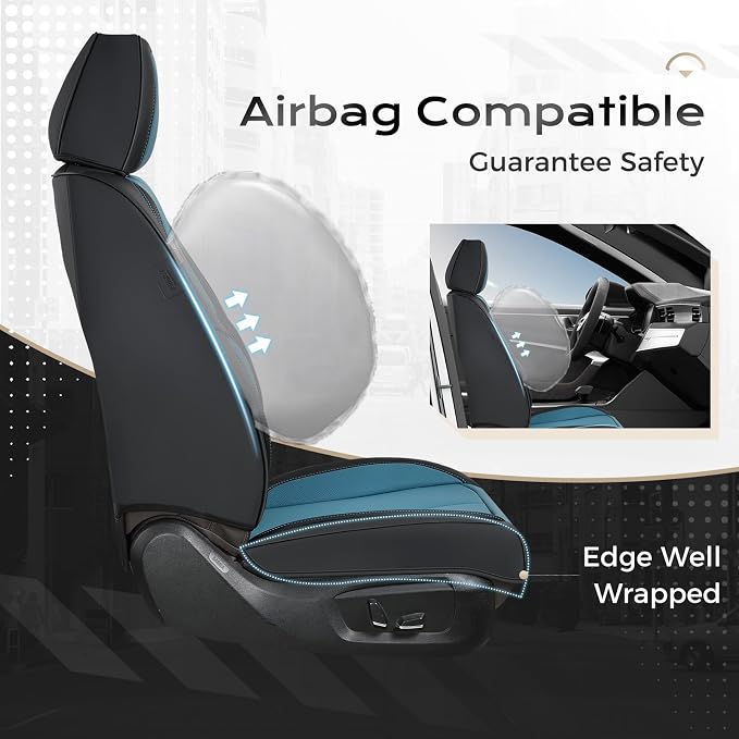 Coverado Car Seat Covers, Seat Covers for Cars, Waterproof Leather Auto Seat Protectors, Leather Car Seat Cushion, Car Interiors Accessories Universal Fit for Most Cars
