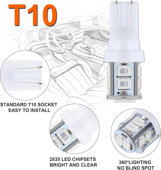 iFunyLED 24 Pieces Dome Light LED Car Interior Bulb Kit Set 194 T10 DE3175 578 31mm 42mm Bulbs Interior Replacement Lights for Car Map License Plate Door Side Marker Cornering Trunk Light - Blue