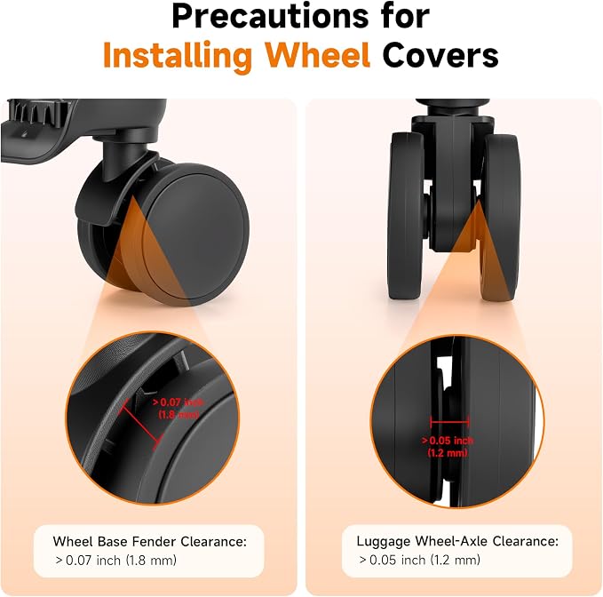 Upgraded 16 Pcs Luggage Wheel Covers, Silicone Protective Covers for 2-2.4" Suitcases Spinner Wheel, Wear-Resistant, Anti-Noise, Thickened Protector, Travel Accessories (Orange)