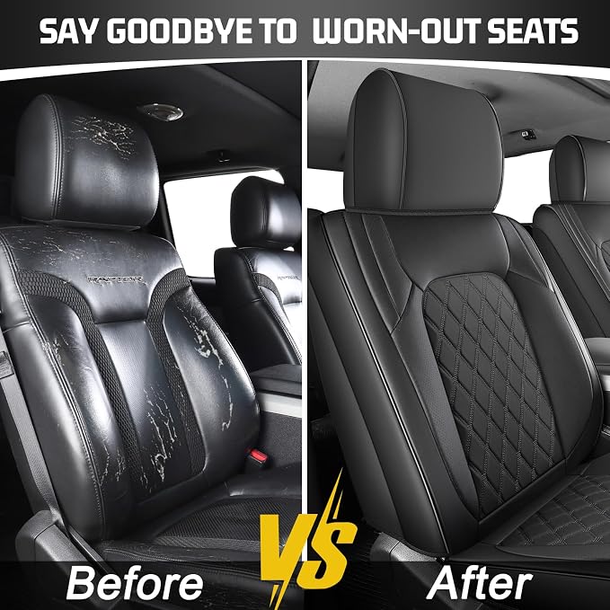 Umbrauto Custom Fit Seat Covers for Ford F150, Pickup Truck Leather Seatcovers for 2015-2025 2026 Ford F150 SuperCrew/ 2017-2026 F250 F350 F450 Super Duty Crew Cab XL XLT Lariat King Ranch Platinum