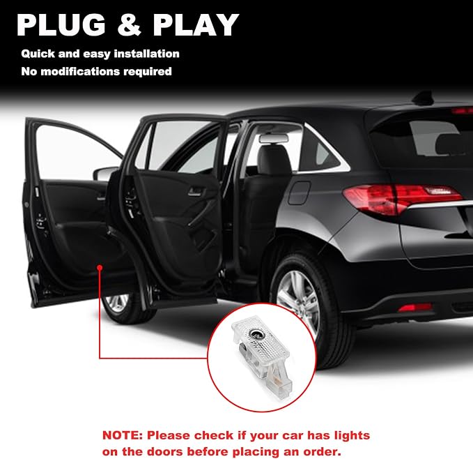 Car Door Lights Logo Projector 4PCS Ground Courtesy Light Led Puddle Light Compatible with RLX MDX ZDX TLX TL RDX Series