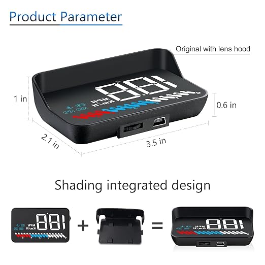 Heads up Display for Cars Car HUD M7, Digital Speedometer for Car OBD/GPS Smart Gauge, Driving Speed, Engine RPM, Voltage, Water Temperature, Etc.., Speedometer for Car Works Great for All Cars