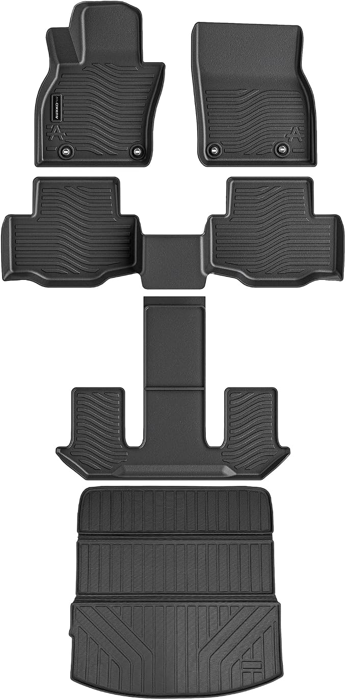 Auxko All Weather Floor Mats Cargo Mat Back Seat Mat Fit for Mazda CX90 6&7 Seat 2026 2025 2024 TPE Floor Liner Trunk Mat CX90 Accessories All Season Odorless Anti-Slip Black