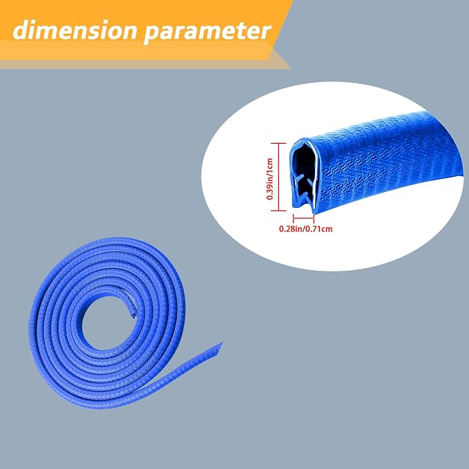 U Shape Car Door Edge Guard - 16Ft Rubber Seal Trim, Aluminum Weather Proofing Protection for Most Cars (Blue)