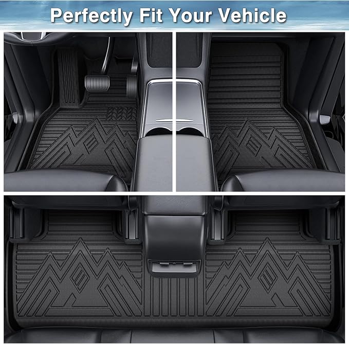 Mixsuper Colorado Floor mats-Floor mat for 2015-2022 Chevy Colorado/GMC Canyon Crew Cab,All Weather TPE Rubber Floor Liners Protection for Colorado/Canyon Accessories,2 Row Anti-Slip Car Mats,Black