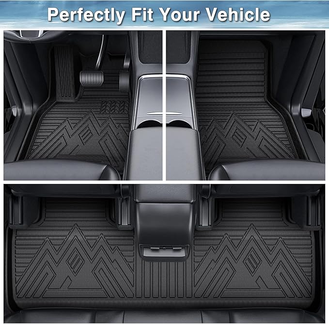 Mixsuper Sorento Floor Mats-Floor Liner for Kia Sorento 6/7 Seate 2021-2026 (No Hybrid & PHEV) All Weather TPE Floor Mat for Sorento Accessories 3 Row Set Black