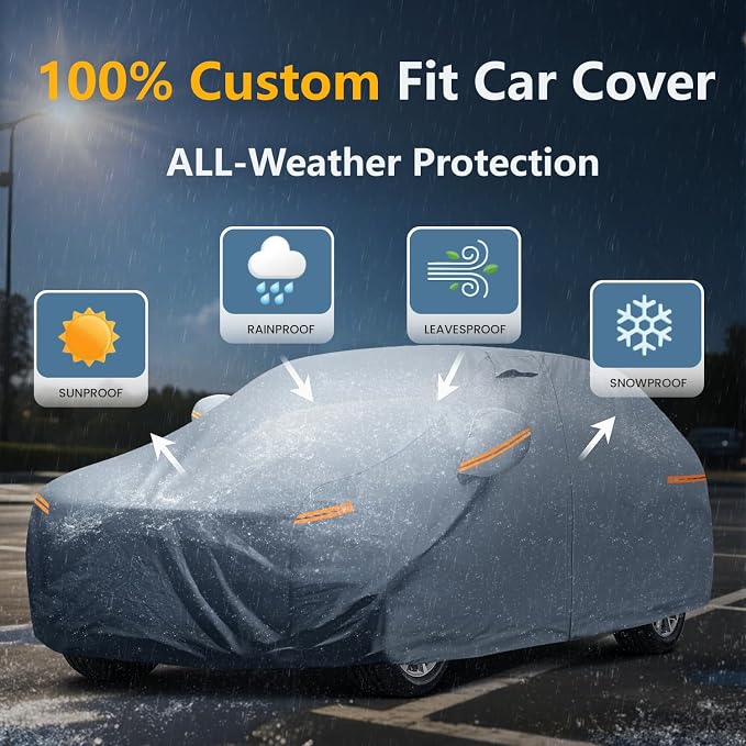 Waterproof Cayenne(2010-2026) Car Cover with Breathable Vents, [Upgrade] Premium Covers with Cotton Liner and Zipper Door,Sun Rain Snow Dust Uv Protection.(Gift with Towel)