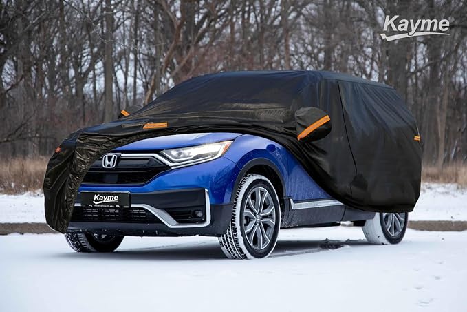 Kayme 7 Layers SUV Car Cover Custom Fit for Honda CRV CR-V (1995-2025), Waterproof All Weather for Automobiles,Rain Sun UV Protection.Black