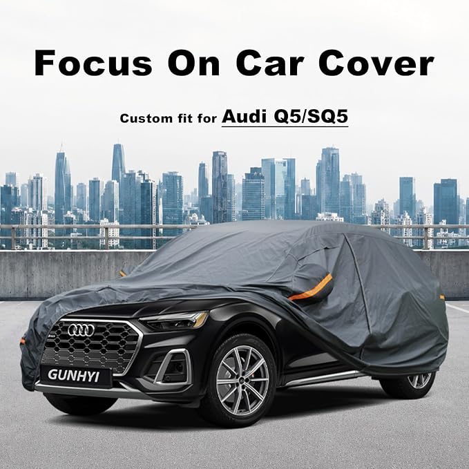 GUNHYI Premium Car Cover Custom Fit Audi Q5 (2008-2026), 16 Layers Heavy Duty Car Cover Waterproof All Weather with Zipper Door for Sun Rain Snow Dust Uv Protection