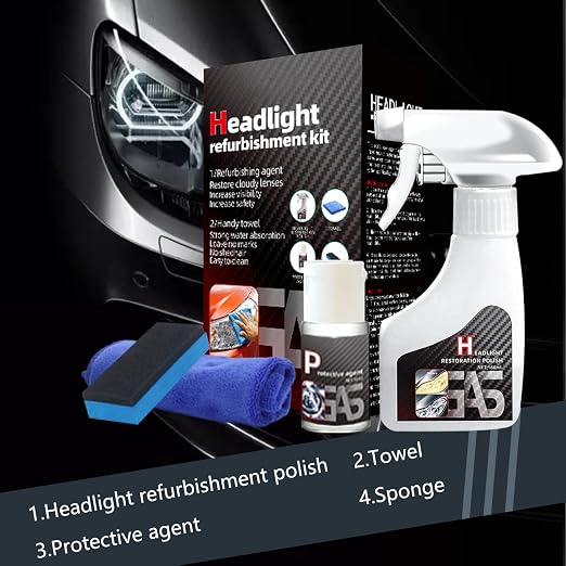 Automotive Headlamp Restoration Fluid Oxidized, 2025 Headlight Restoration Kit, Multifunctional Headlight Cleaner for Cloudy Headlights, Durable Headlight Repair Kit for All Vehicle Types