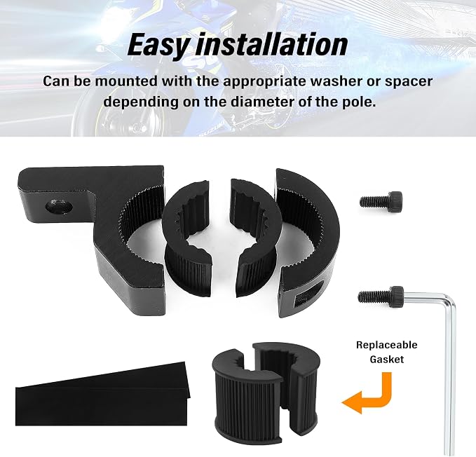 2PCS Motorcycle Light Bar Mounts - Universal 0.75" 1" 1.25" Tube Clamp LED Light Bar Bracket Kit for Motorcycle Driving Lights - Roof Rack Lights of Most ATVs UTVs Trucks