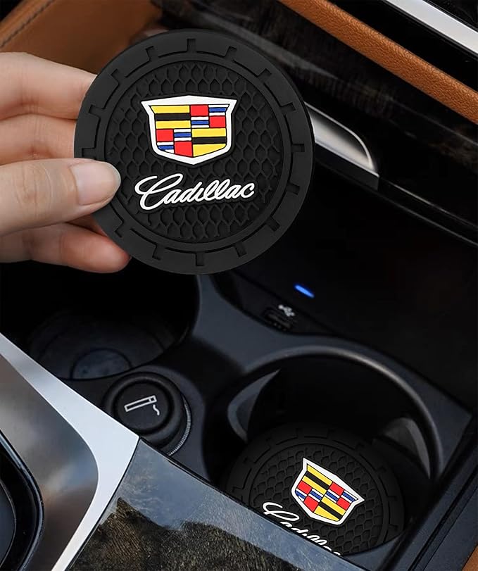 Car Cup Holder Coaster for Cadillac Series Recessed Silicone Cupholder Coaster Interior Accessories 2.75in 2Pieces Black