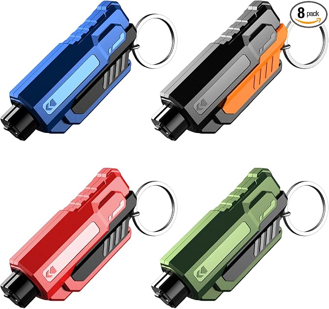 4PCS Car Window Breaker Seatbelt Cutter, Portable 2 in 1 Seatbelt Cutter and Window Glass Breaker Keychain Emergency Escape Tool for Cars
