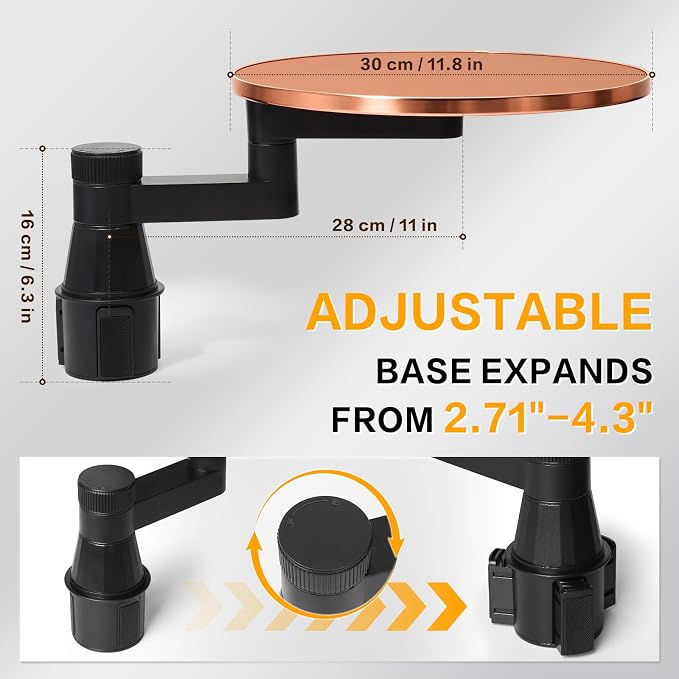 Car Tray Table & Car Desk for Laptop, Dual 360° Rotating Cup Holder Tray, Anti-Slip Leather-Textured Car Food Tray for Eating, Working & Makeup, Compatible with Tesla Model Y/3/S & Most Vehicles