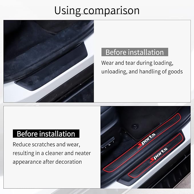 SINGARO Car Door Threshold Protection, 4PCS Door Edge Step Dust Shield Cover, Door Width 23.6x2.36inch Car/SUV Universal Rubber Scratch Resistant Exterior Accessories (Sport)