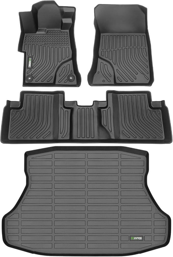 HAFIDI® Floor Mats & Cargo Liner Set Fit for 2015-2012 Honda Civic & Civic Si Only Sedan (Not Coupe) All Weather Protection TPE Anti-Slip Car Full Set Floor Liners Custom Accessories - Black