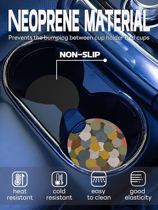 WOCOCN Car Coasters,Cup Holder Coasters for Car,2.75inch Anti Slip and Absorbent,Cute Automotive Interior Accessories for Cup Holder,Pack of 2 (Novelty)