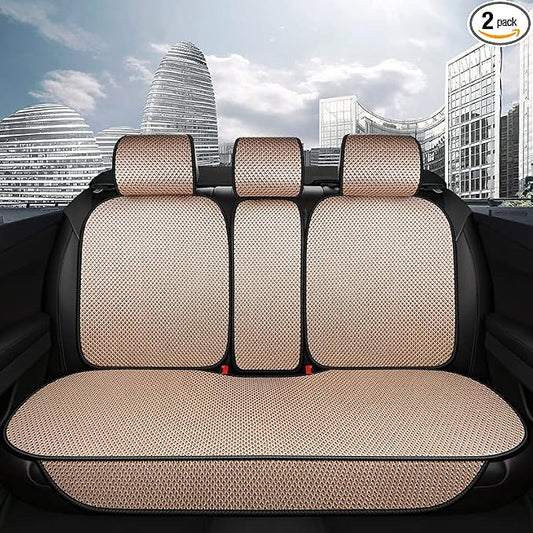 Auto Newer Luxury Breathable Rear Bench Car Seat Cover Fit Four Seasons, Back Seat Protector，Universal Rear of Car Seat Cushions,Universal Fit for 95% Cars,SUV,Pickup,Van（Rear Seat,Beige