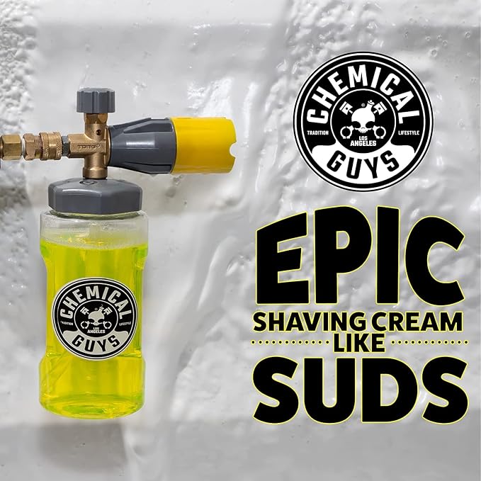 Chemical Guys, Big Mouth Foam Cannon & Blueberry Snow Foam Wash Soap Kit | Pressure-washer foam cannon paired with blueberry snow foam soap for thick, clinging, scratch-free suds