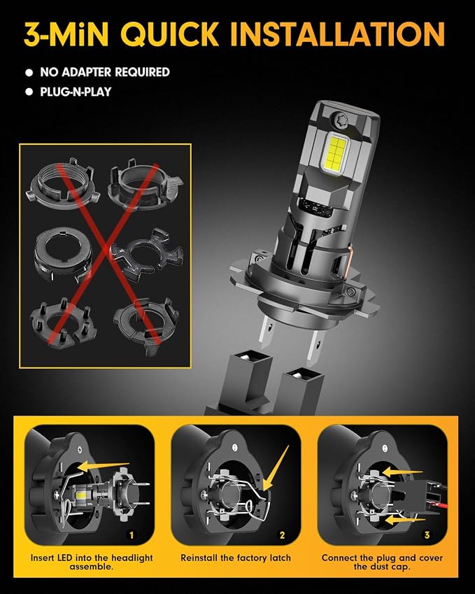URSPRUNG 2026 Next-Gen H7/H 7LL Light Bulbs, 110000LM 1400% Ultra Bright Output, 6500K 1:1 Compact Mini Body, Plug-In Without Extra Adapter, 10 Year+ Long, CANBus Ready, Daytime Running Light Modules