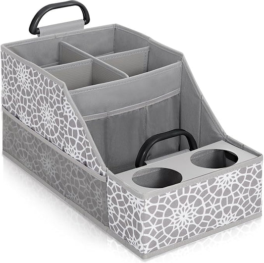 MULISOFT Car Seat Organizer- Backseat Car Organizer with 12 Storages Compartments and 2 Cup Holders, Organizers and Storage, Front Seat for Travel Kids,Gray