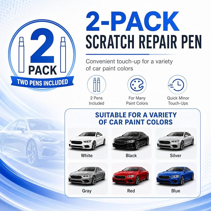 Car Scratch Remover Pen, All Cars Magic Pen, 2 PCS | Waterproof Clear Paint Repair Pen Touch Up Pen for Quick Automotive Scratch Removal for All Vehicle Colors (8ML)
