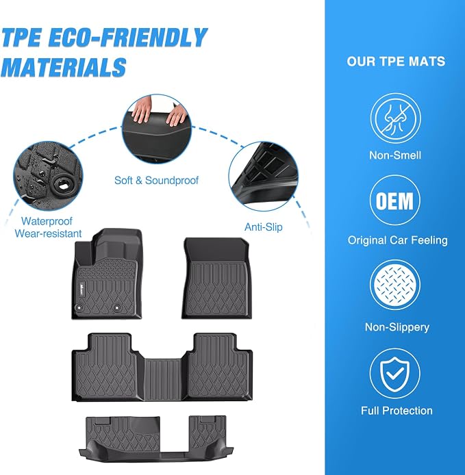 Nilight TPE Floor Mats for Mitsubishi Outlander 2022 2023 2024 2025 (Not for Phev and Sport Model),All Weather Custom Fit Heavy Duty Floor Liners