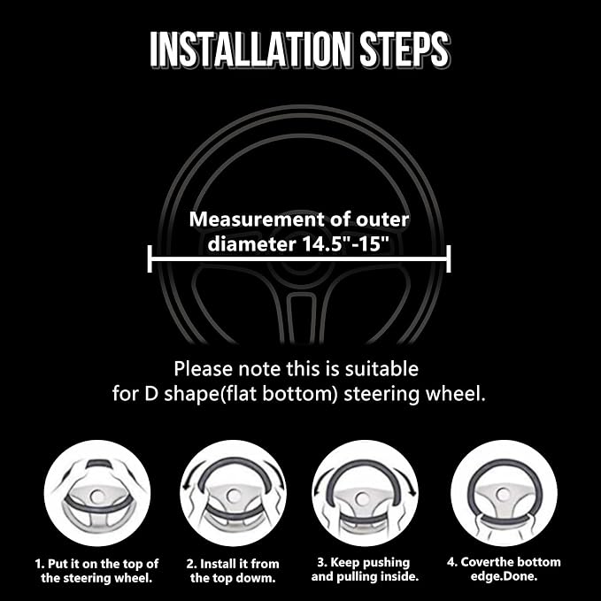 ZHOL Cow Print Steering Wheel Cover, D Shaped Car Wheel Cover Microfiber Leather 14 1/2-15 in (37-39 cm)