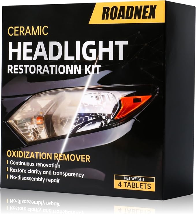 Headlight Restoration Kit, Ceramic Headlight Cleaner and Restorer Kit 2-Step Wipes, Removes Yellowing, Oxidation & Cloudiness, Restores Clarity Brings Headlights Back to Like New Condition,（1 Pack）