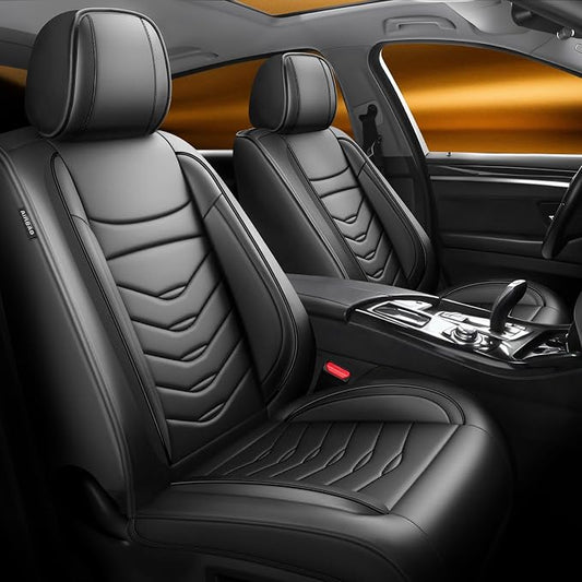 Fit Ariya Car Seat Covers Compatible with Nissan Ariya 2023-2024 2025.Full Coverage Waterproof Leather,Compatible with Airbag,All - Weather Seat Cushion Protector(Full Set, Black)