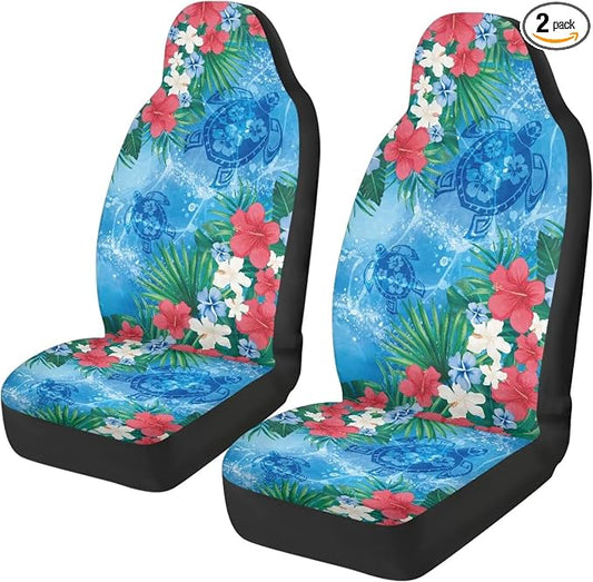 Sea Turtle Car Front Seat Covers Set of 2 Breathable Seat Cover for Front Seats Anti-Slip Hawaiian Removable Automotive Accessories Universal Fits Most Cars,SUVs,Sedans