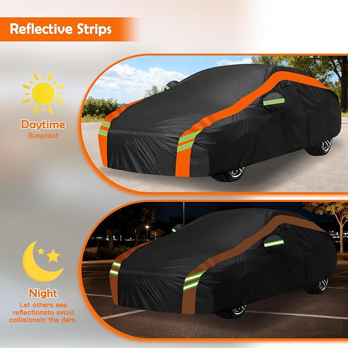 Universal Fit Car Cover for Sedan Length 178-185in, Waterproof Automobiles Cover All Weather Compatible with Toyota Corolla/Prius, Honda Civic, Nissan Sentra, Hyundai Elantra, Kia Forte