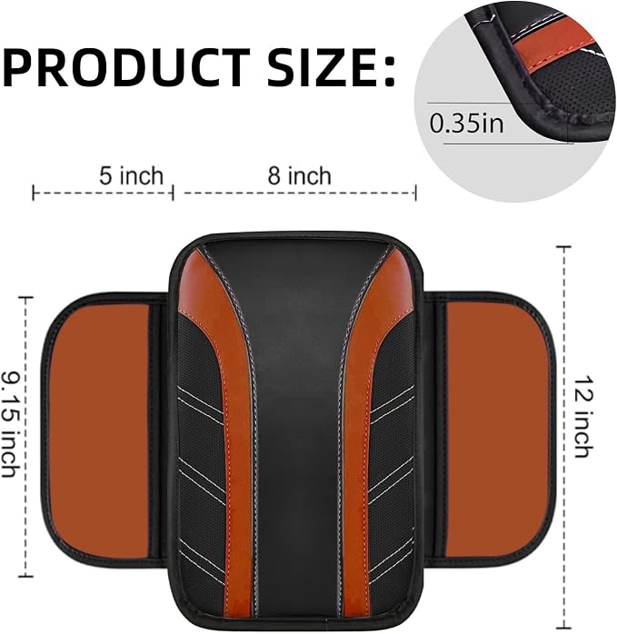 NBTEPEM 10 Pcs Car Floor Mats Full Set & Sport Leather Steering Wheel Cover 14.5-15 inch, Center Console Cover, Seat Belt Cushion, Cup Holder Coaster, Universal Automobile Interior Sets (Brown)