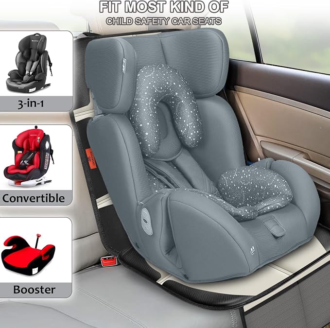 XHYANG Car Seat Protector,2 Pack Car Seat Protectors Baby Carseat Waterproof Durable 600D Fabric for Child Baby Car Seat Mat Vehicle Pet Cover 2 Storage Pockets (2 Pack Beige)